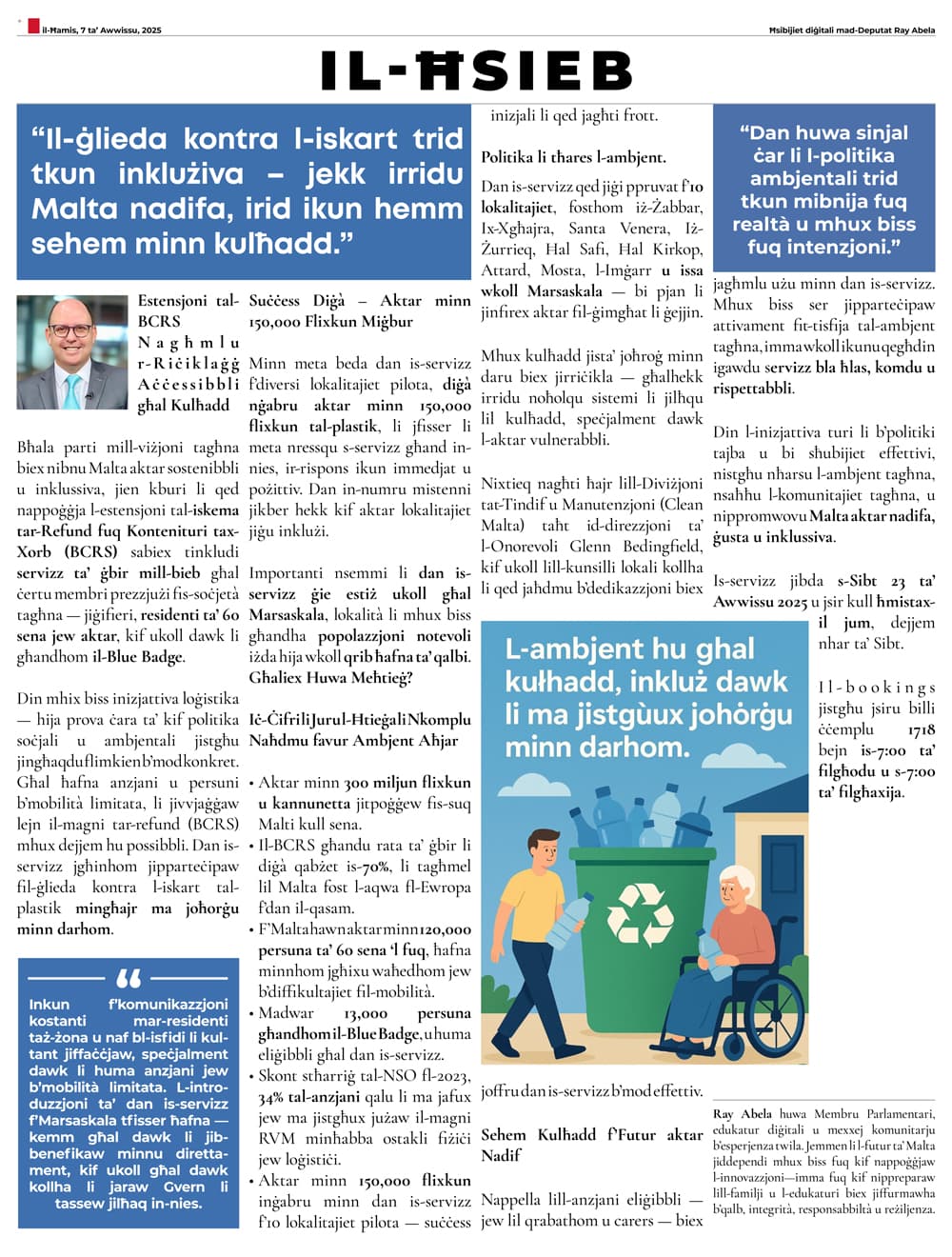 Ray Abela — article excerpt, il-Ħsieb, August 7, 2025
